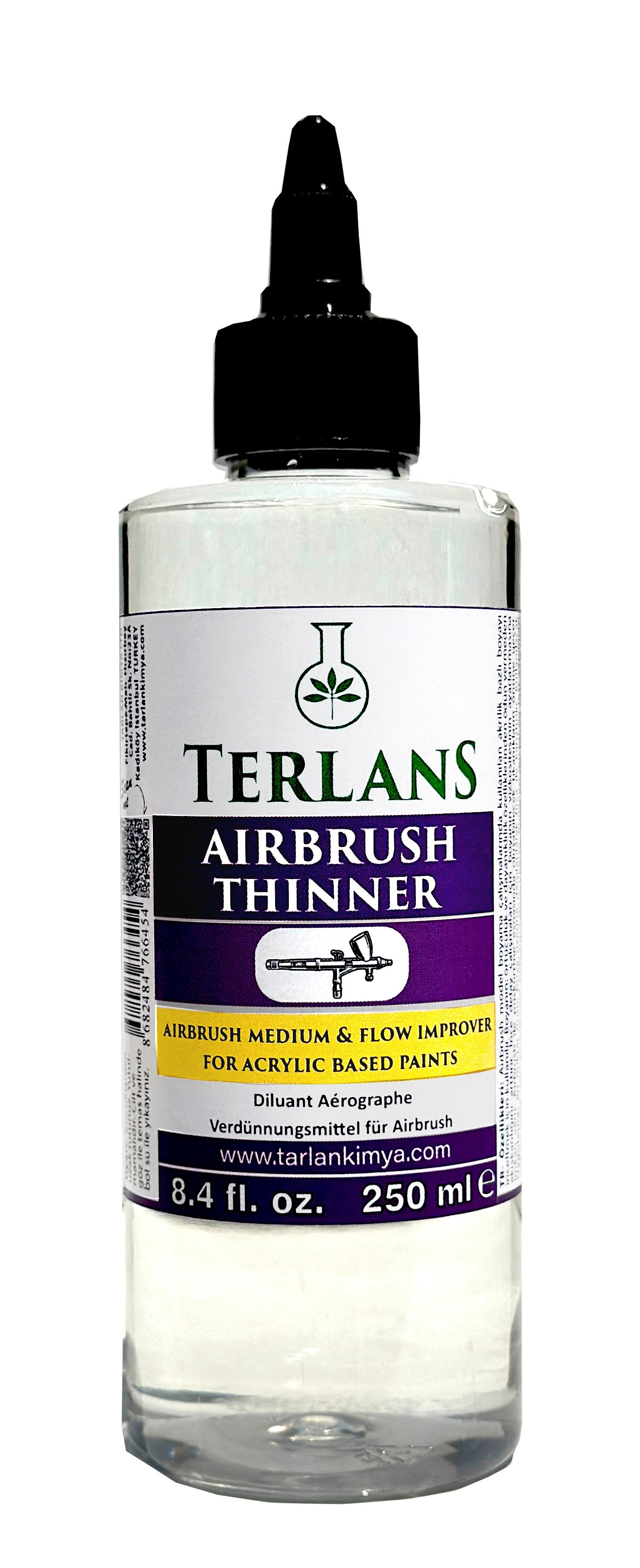 Terlans Airbrush İnceltici 250 ml (Thinner) Model Boyama için Akrilik Bazlı İnceltici