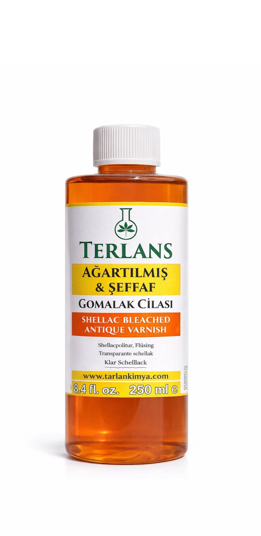 Terlans Şeffaf Ağartılmış Gomalak 250 ml | Renksiz Doğal Ahşap Cilası ve Parlatıcı